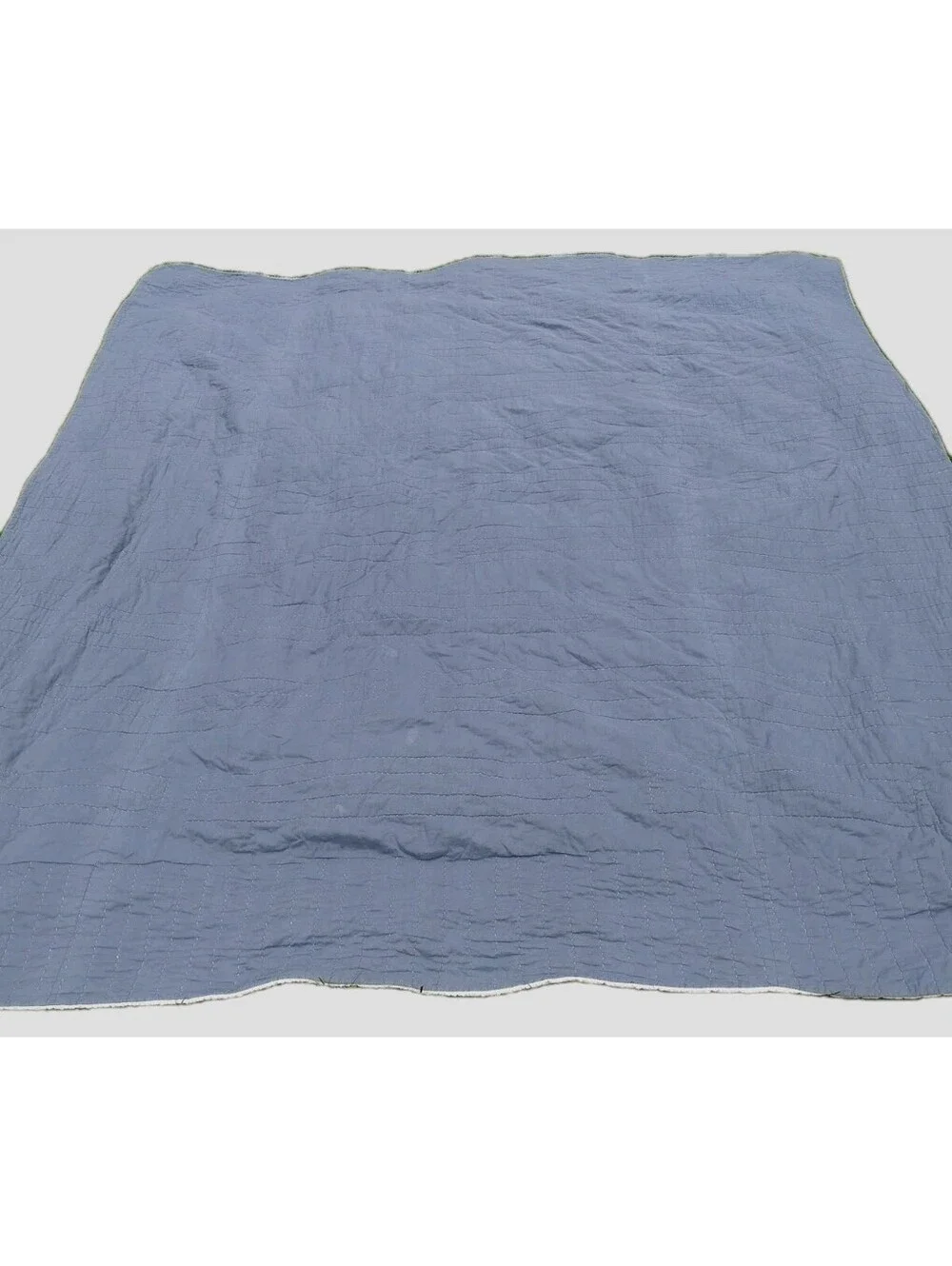 Woolrich Full Queen Quilt Blue Patchwork Plaid Reversible Cotton Farmhouse
